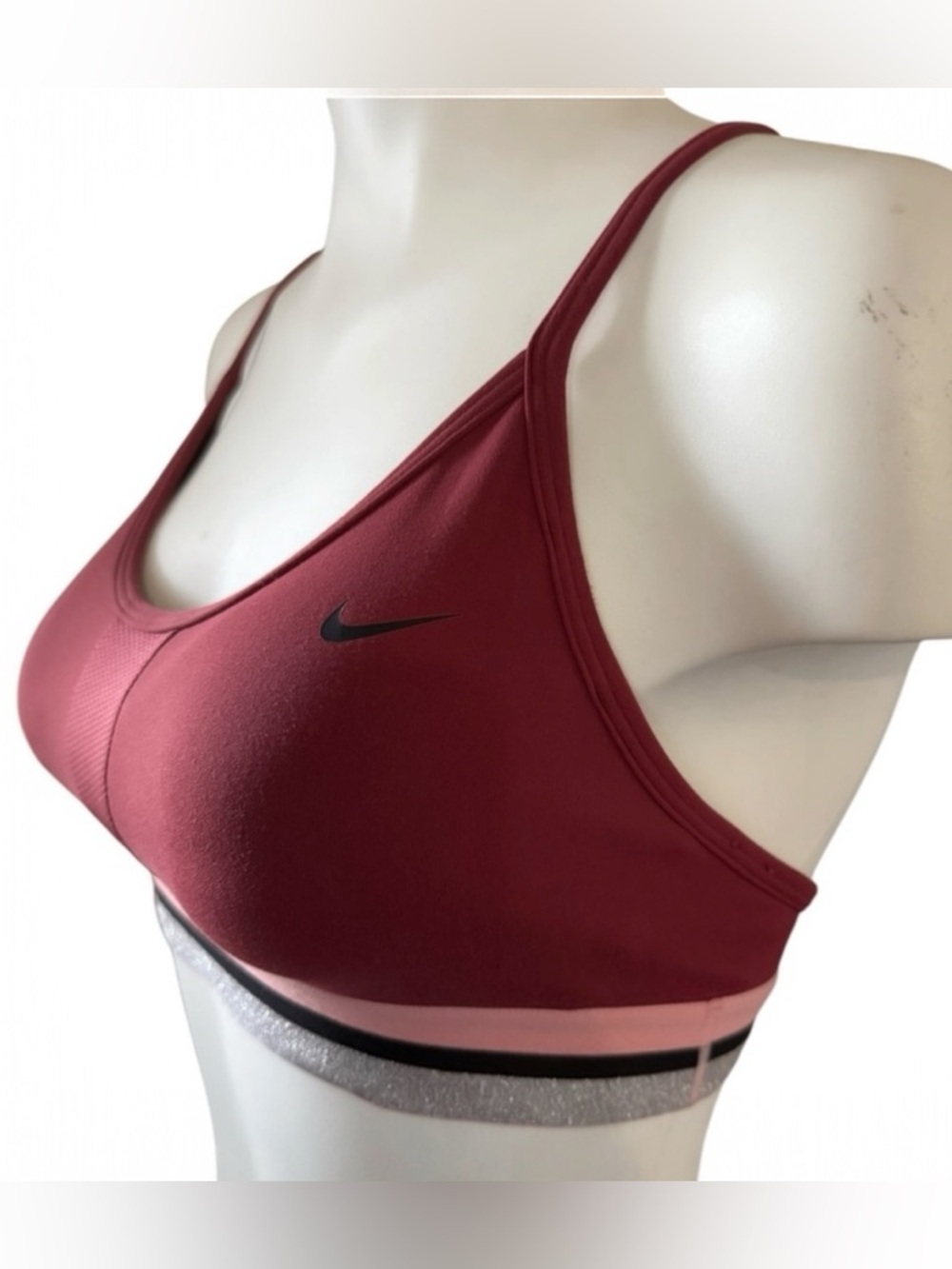 Nike Women's  Strappy Sports Bra with Contrast Band, unique back, sz Small